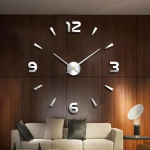 Extra Large DIY 3D Wall Clock - Frameless Modern Clock Stickers for Living Room, Bedroom, Kitchen Home Decor
